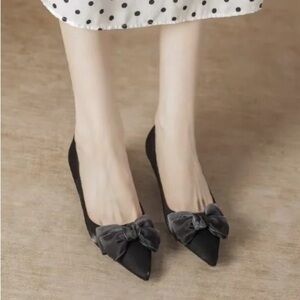 Elegant Black Bow Heels